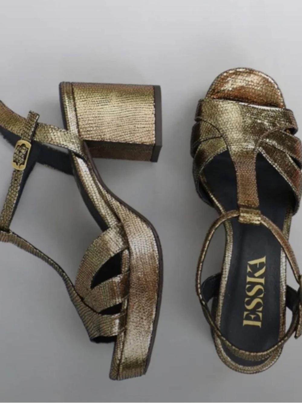 Esska Gold & Black Platform Heels